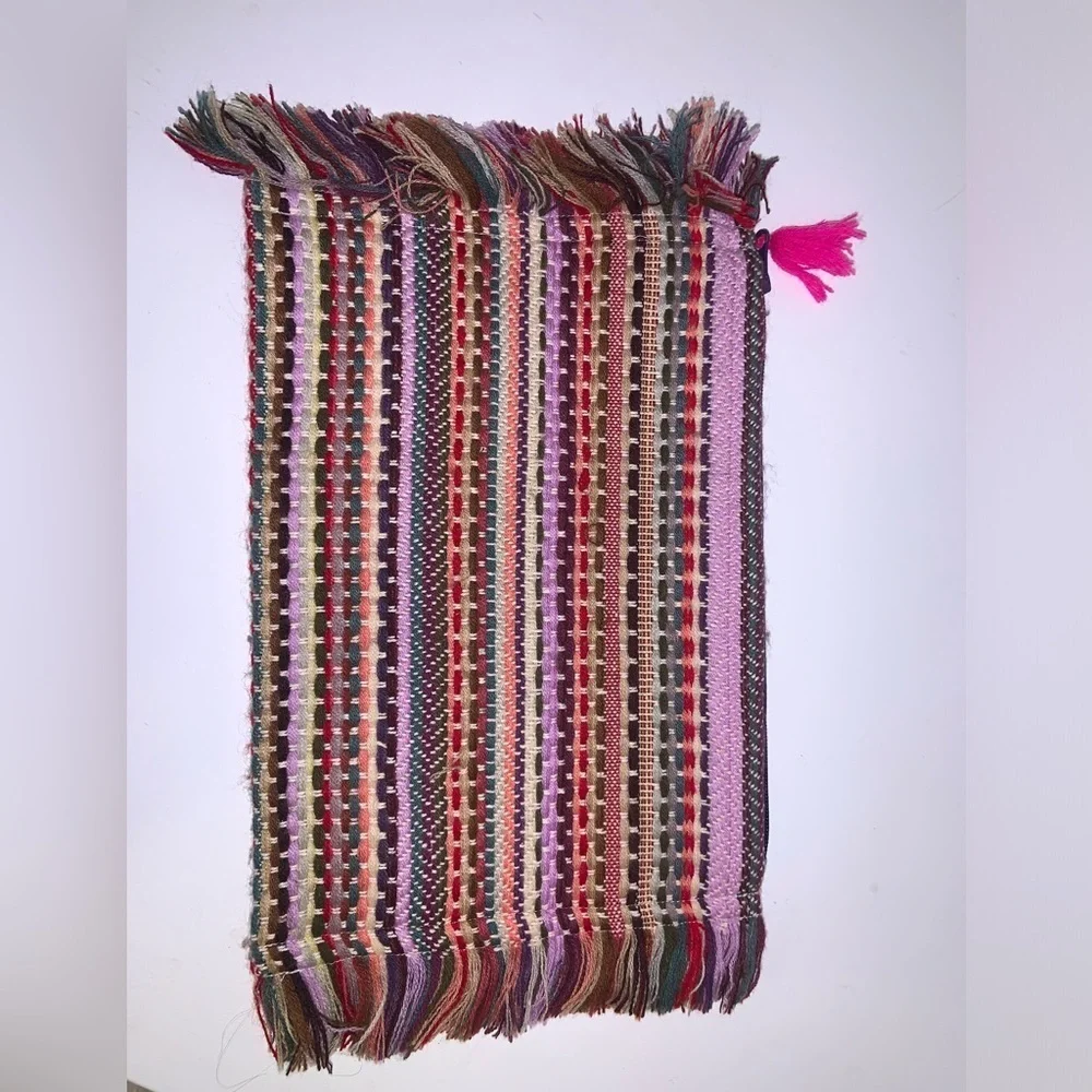 Karma Living Wonderlust Fringe Multicolor Woven Pouch